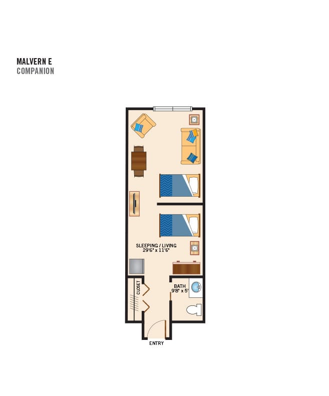 Memory care companion floor plan for The Watermark at Bellingham.