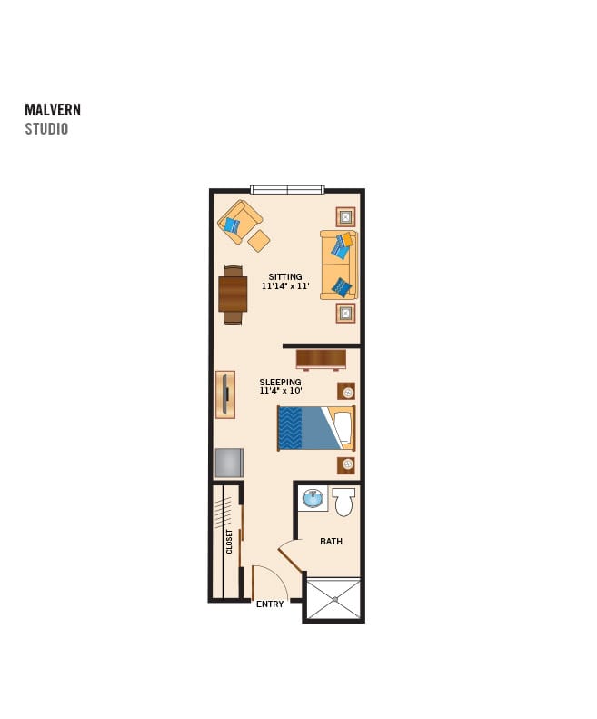 Personal care studio floor plan for The Watermark at Bellingham.