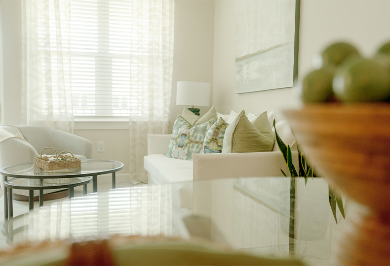 A fully furnished living room.