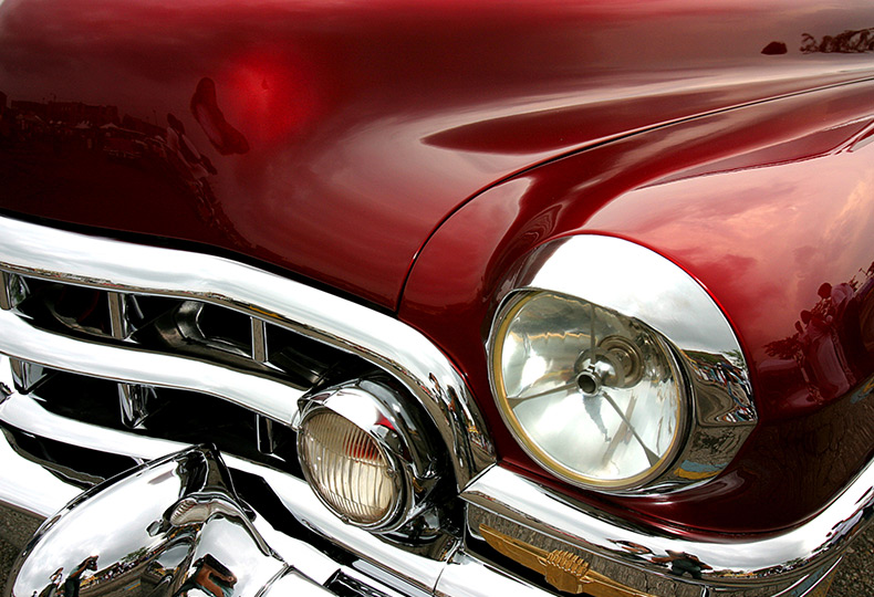 A classic red car.