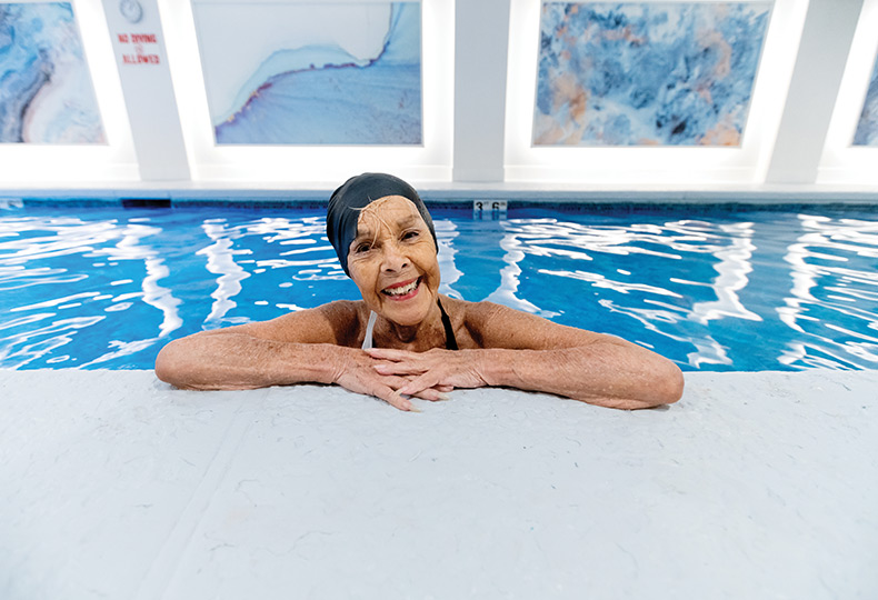 A resident is in a pool.