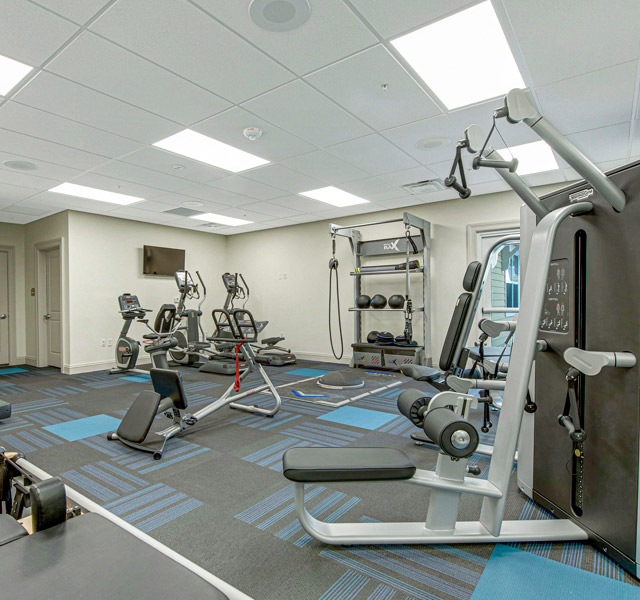 The fitness room at The Watermark at Trinity.