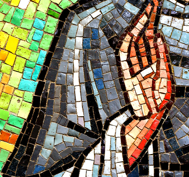 A stained glass mosaic.