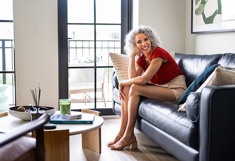 A person sitting on the couch.