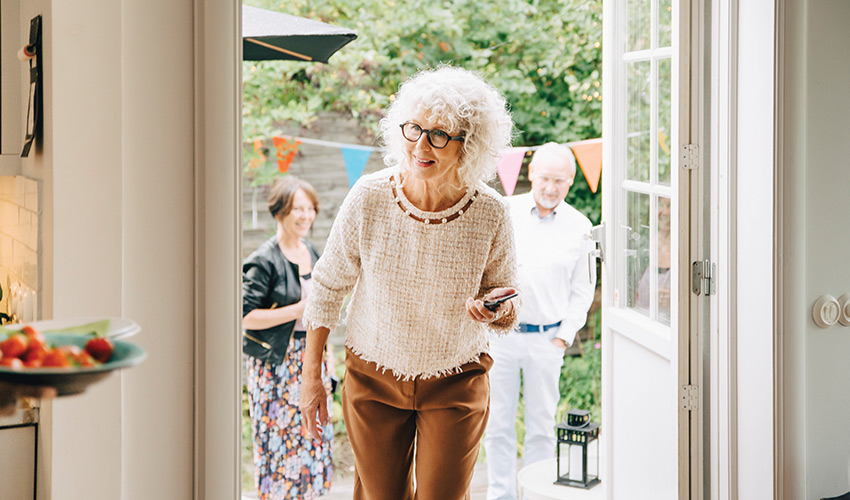 person entering an open house