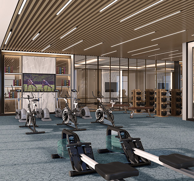 The gym at The Watermark at West Palm Beach.