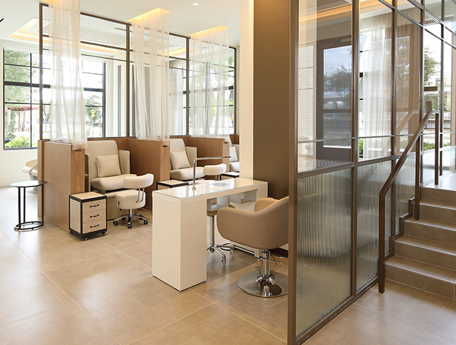 The salon at The Watermark at West Palm Beach.