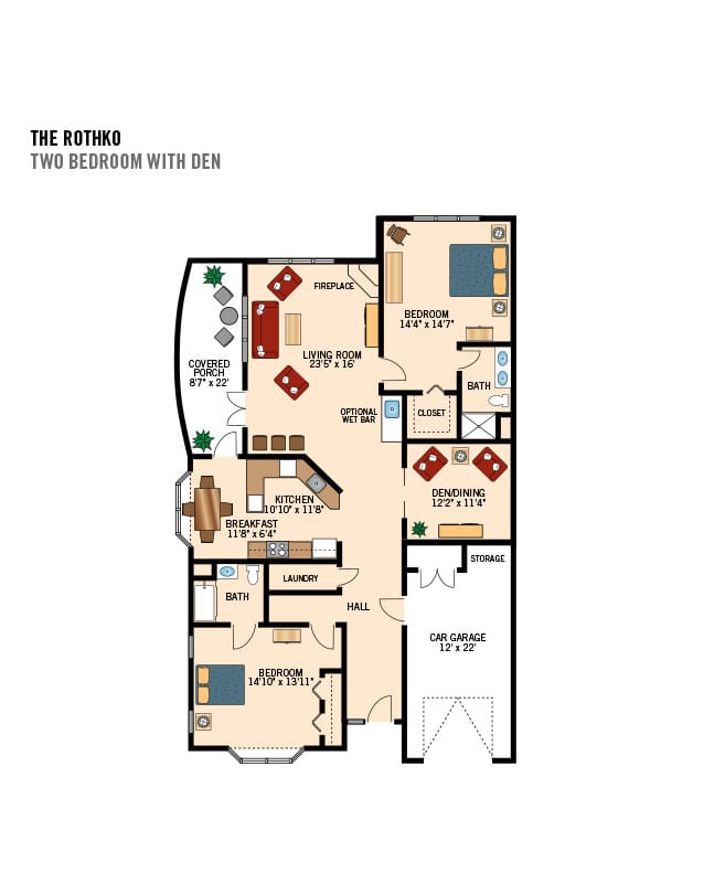 Cottage living two bedroom floor plan