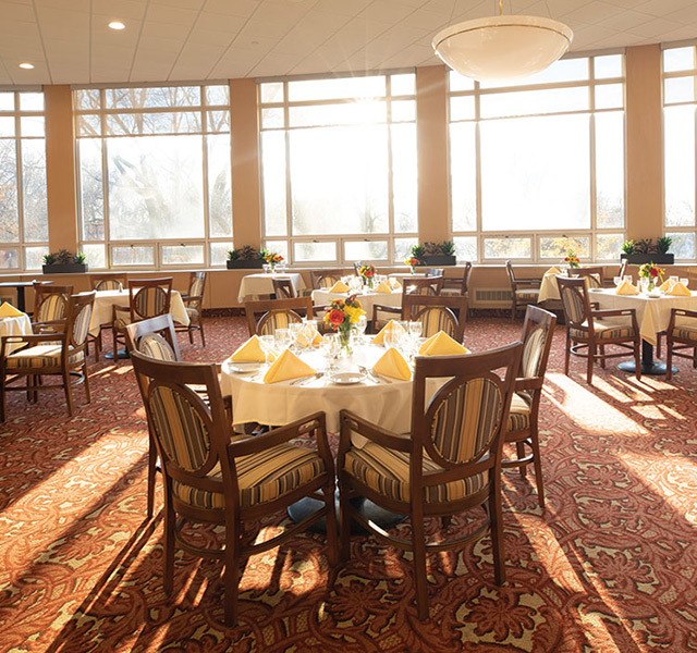 The dining area at The Watermark at 3030 Park.