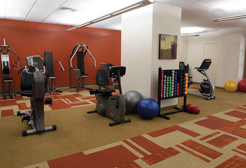 The gym at The Watermark at 3030 Park.