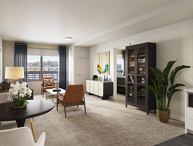 A fully furnished model apartment.