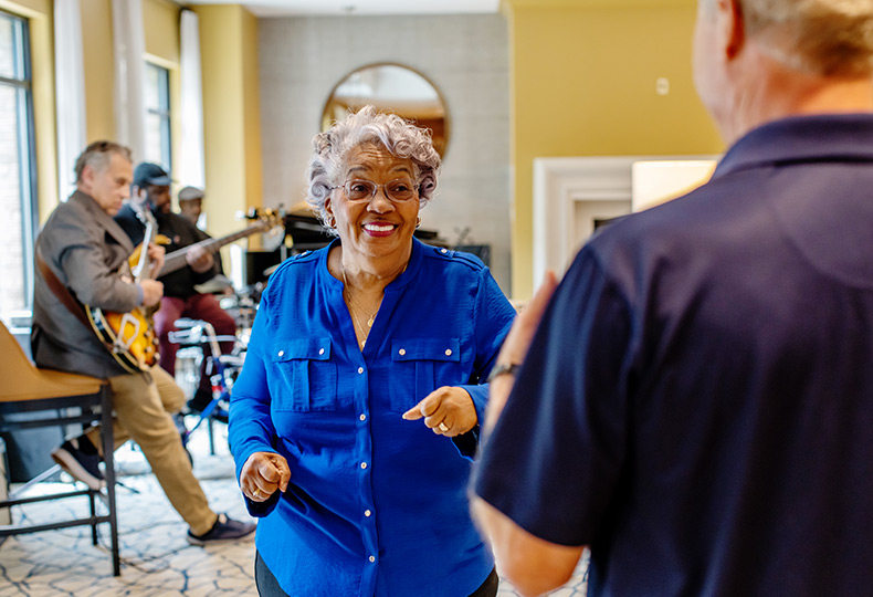 People dancing to live music.