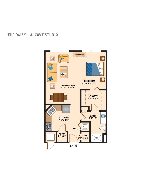 Watermark at Broadway Cityview studio floor plan.