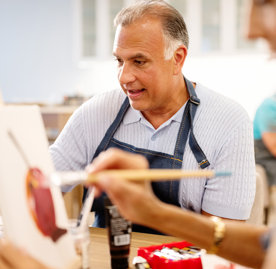 A person painting.
