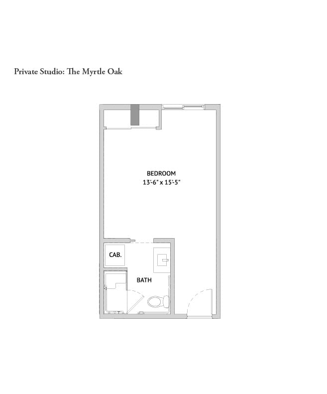 Studio bedroom apartment floorplan.