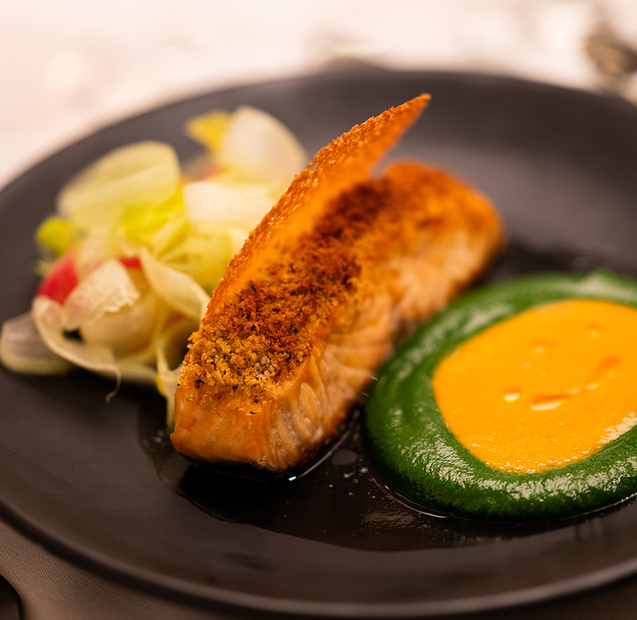 A fancy plated dinner.