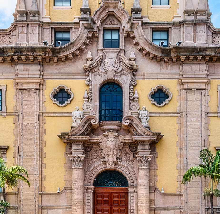 front of historic building