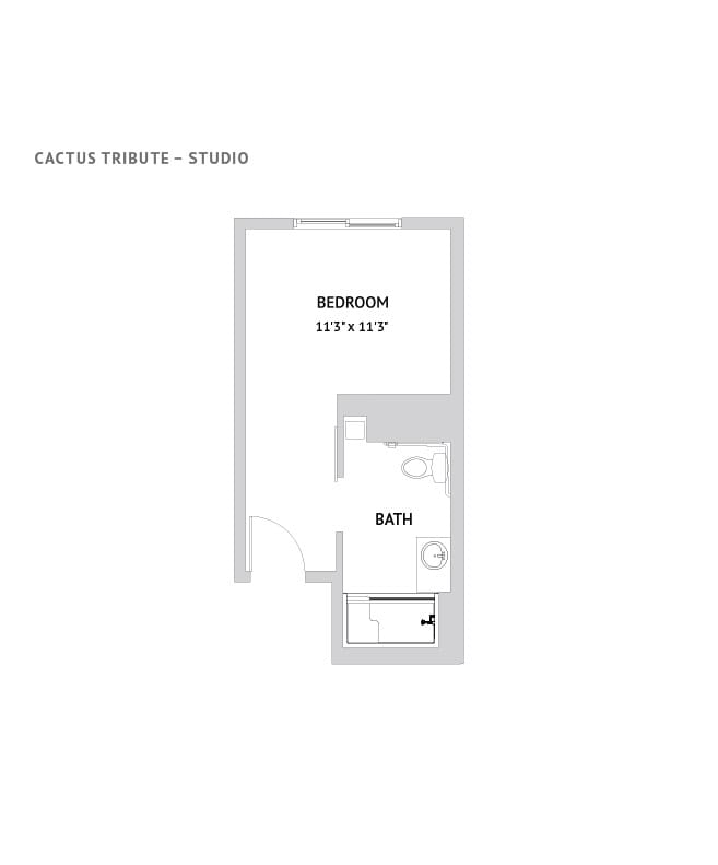 Studio bedroom apartment floor plan.