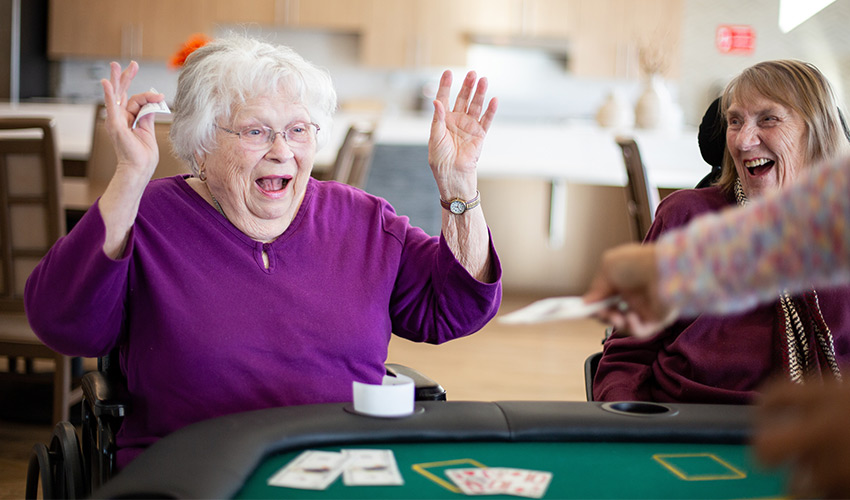 People playing cards.