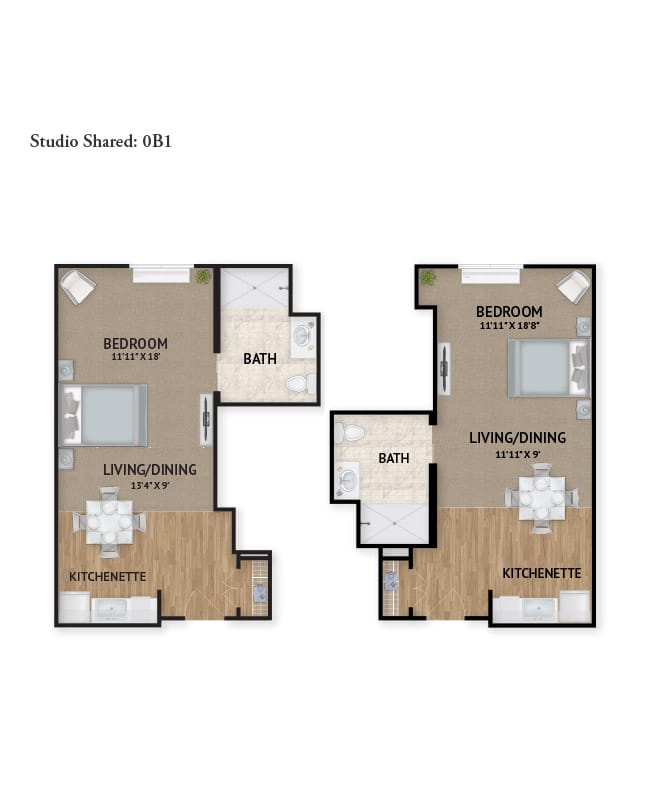 Assisted Living shared floor plan for The Watermark at Napa Valley.