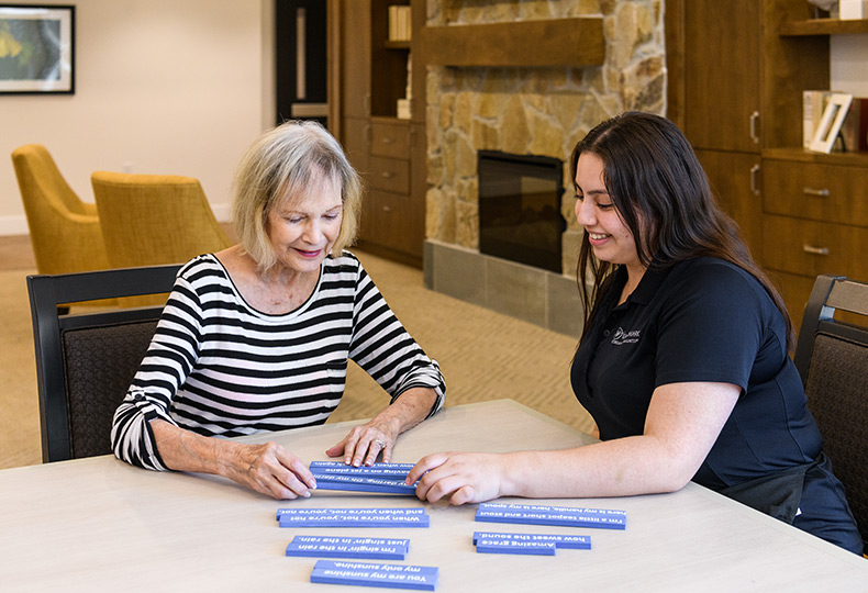 A resident is playing a letters game.