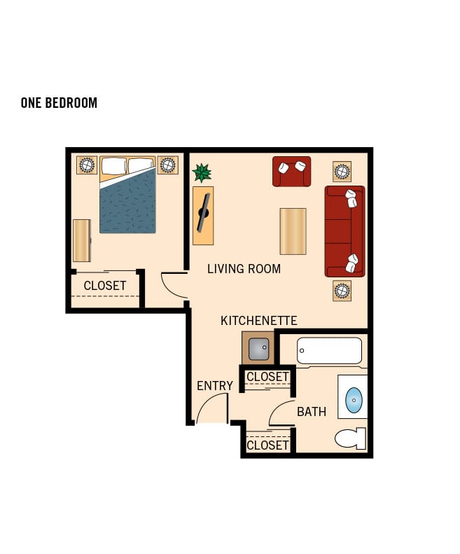 Assisted living one bedroom floor plan