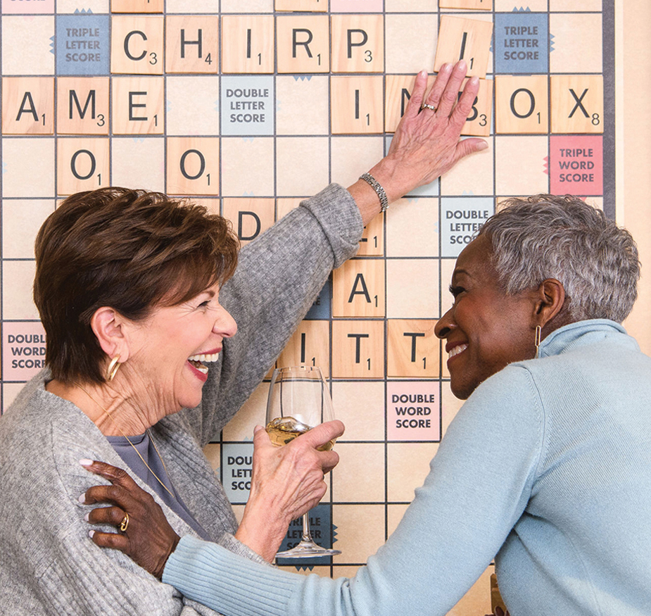 Residents enjoying a game of scrabble.