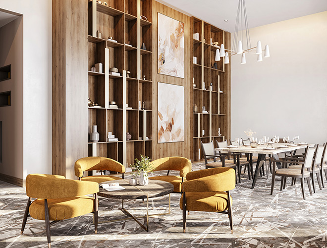 A beautiful modern dining room.