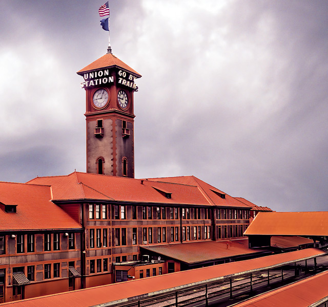 Exterior building of union station with clock tower.