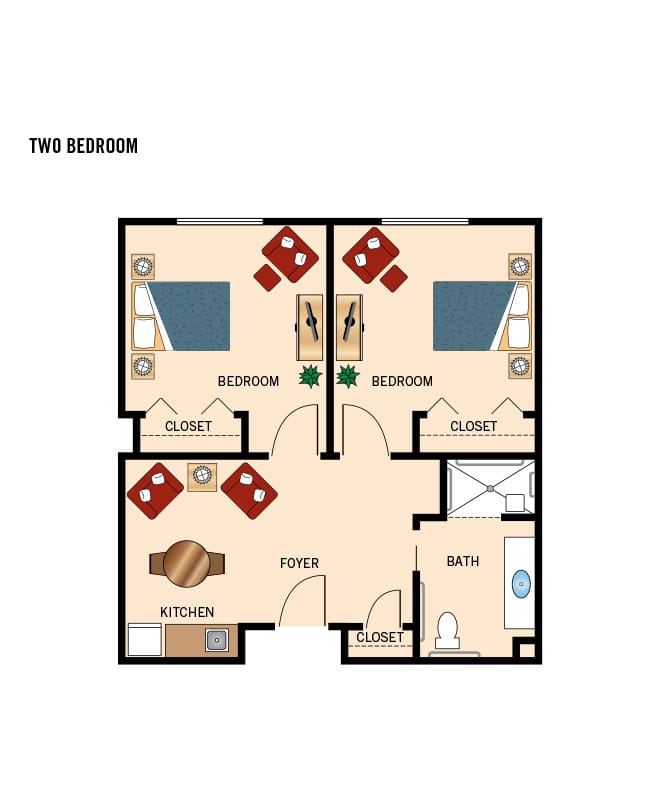 Assisted living two bedroom floor plan