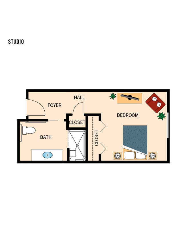 Memory care studio floor plan