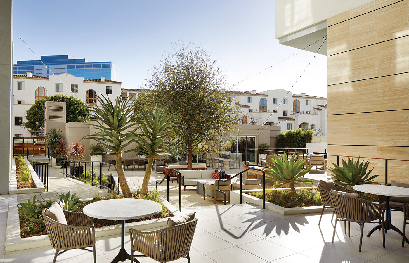 The courtyard at The Watermark at Westwood Village.