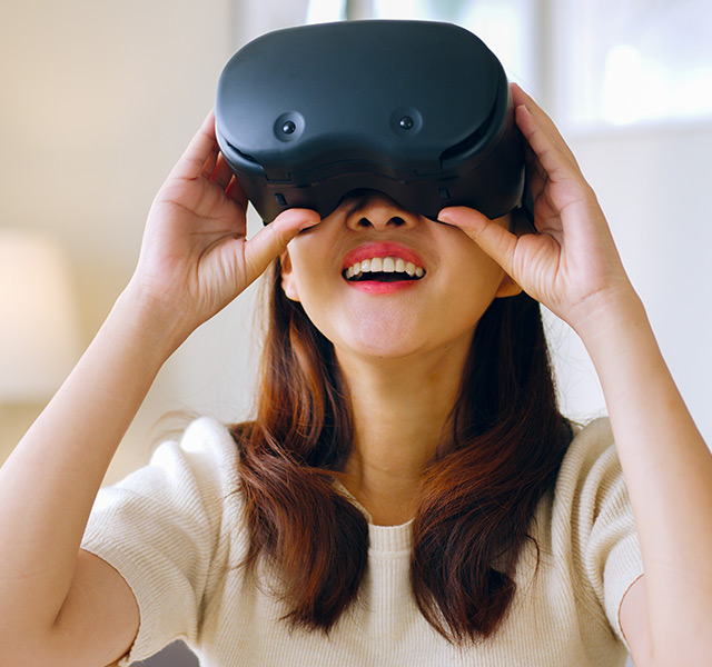 A person wearing a VR headset.