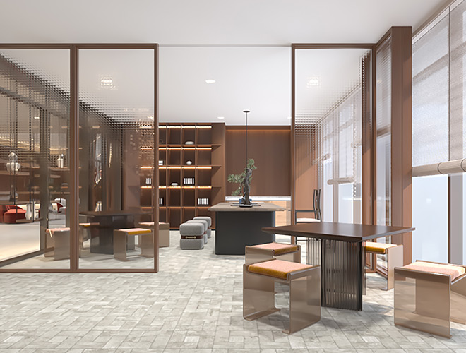 A modern tea room.