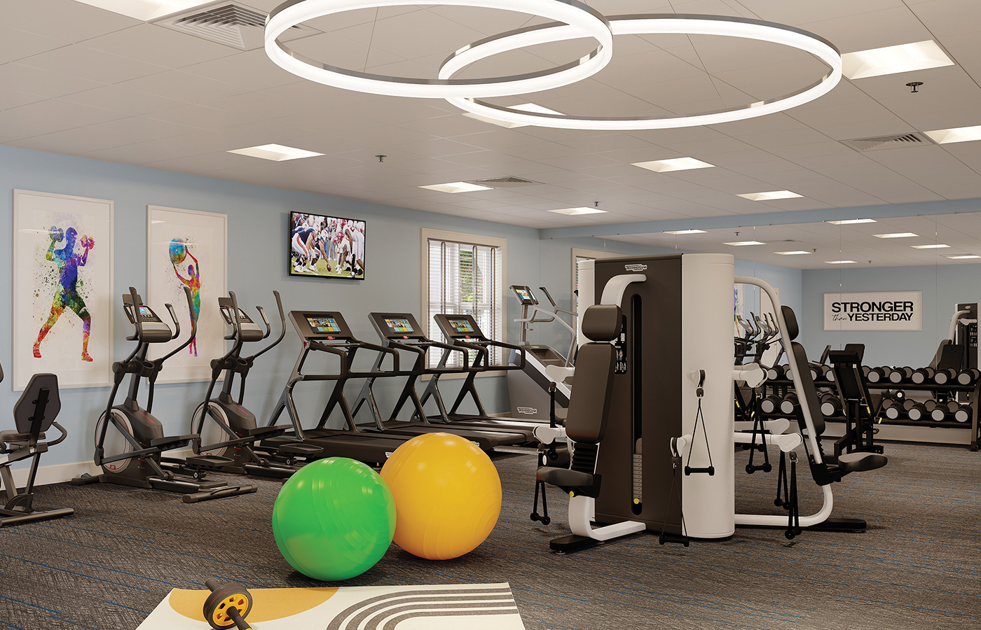 The fitness center at Watersound Fountains.
