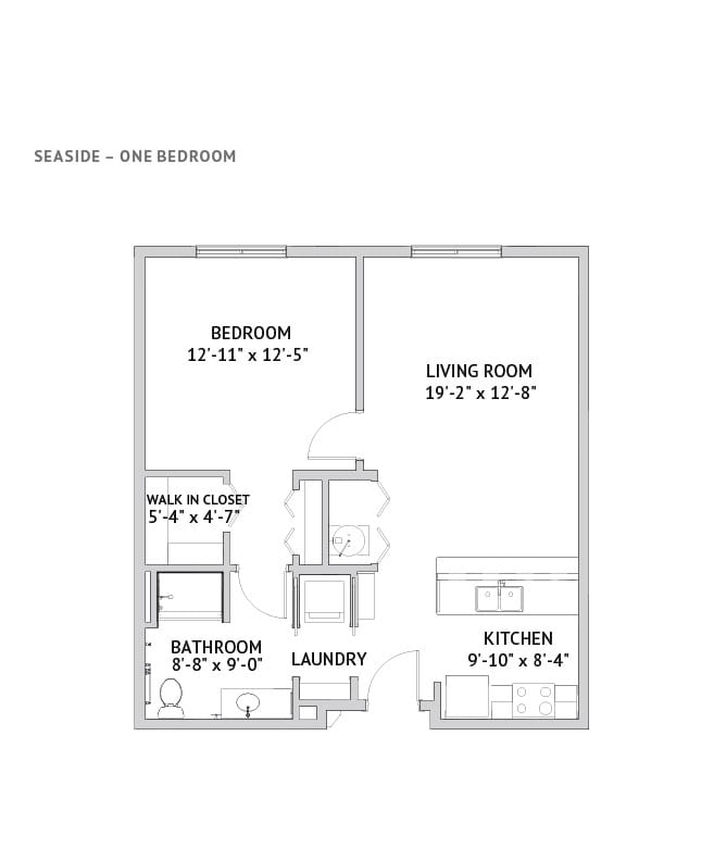 Independent living one bedroom floor plan