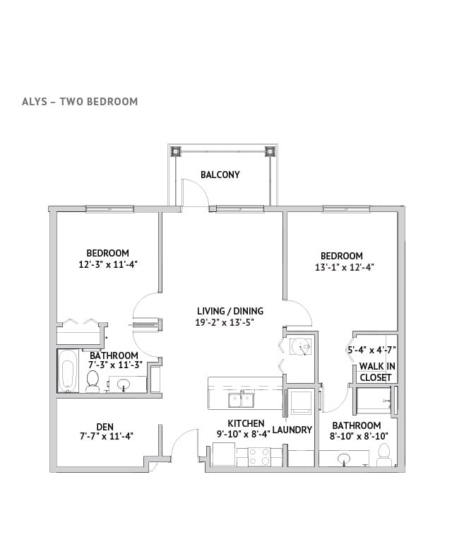 Independent living two bedroom floor plan