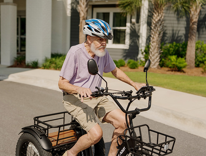 A person riding an electric bike.