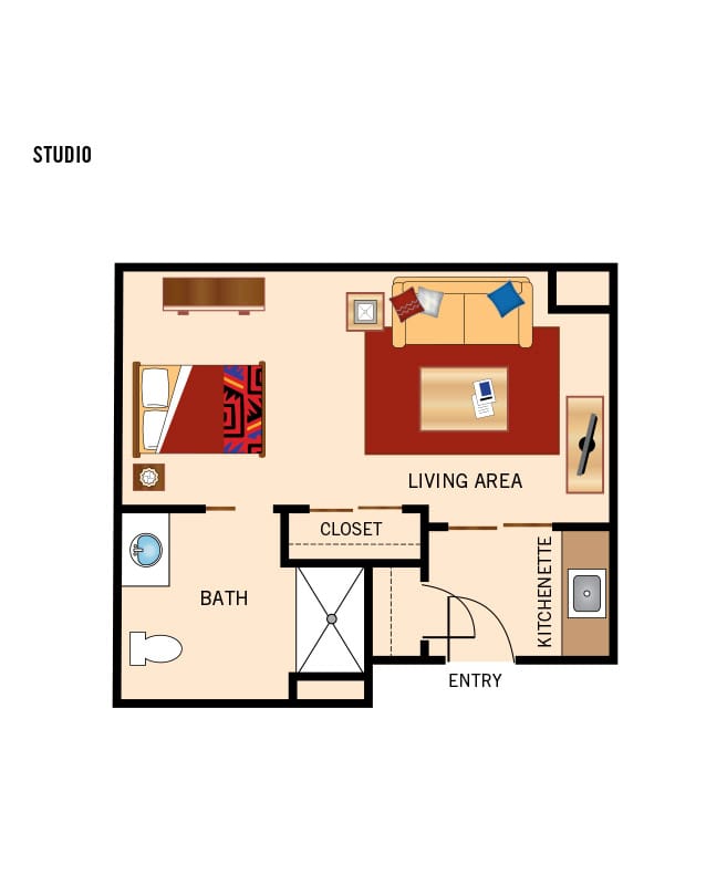 Assisted living studio floor plan