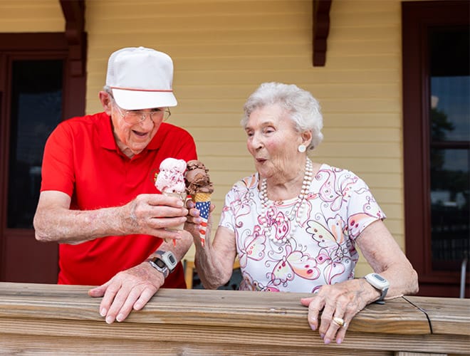 Residents enjoying ice cream.