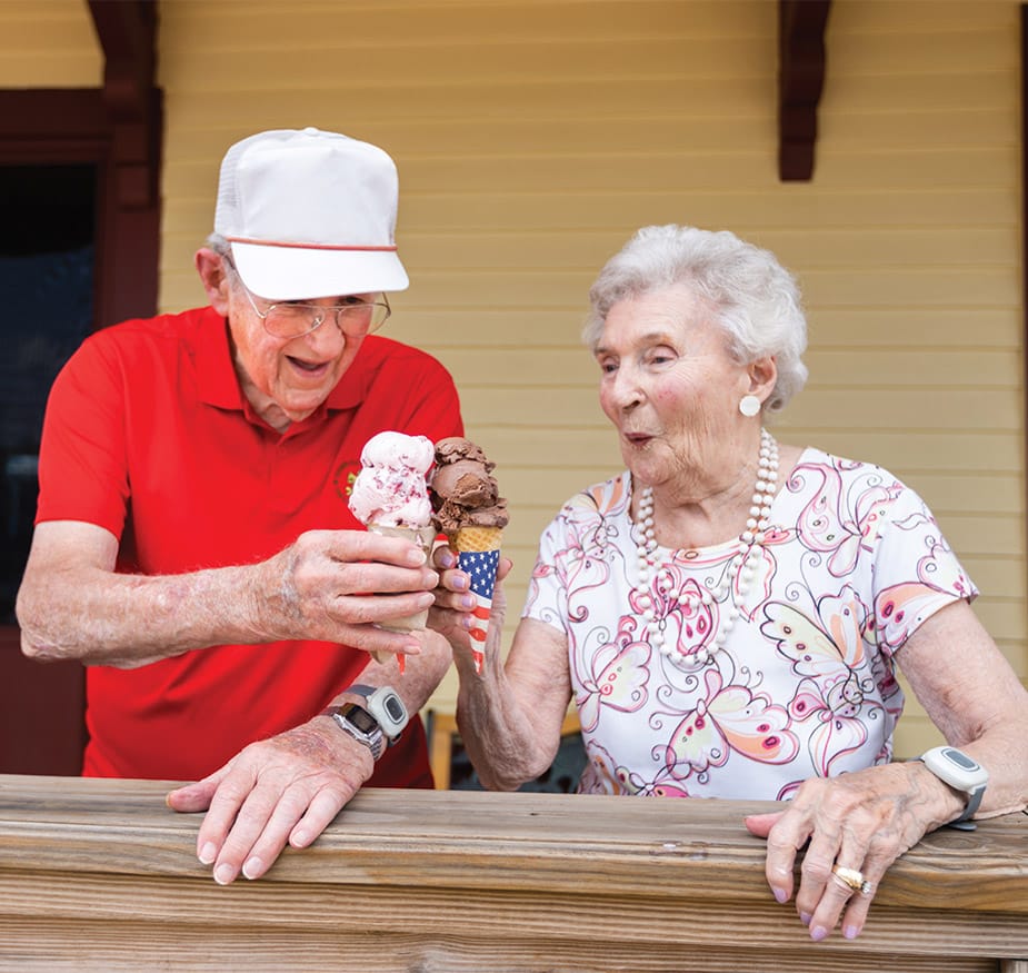 Residents enjoying ice cream.