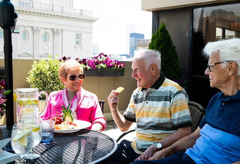 Residents enjoying lunch.