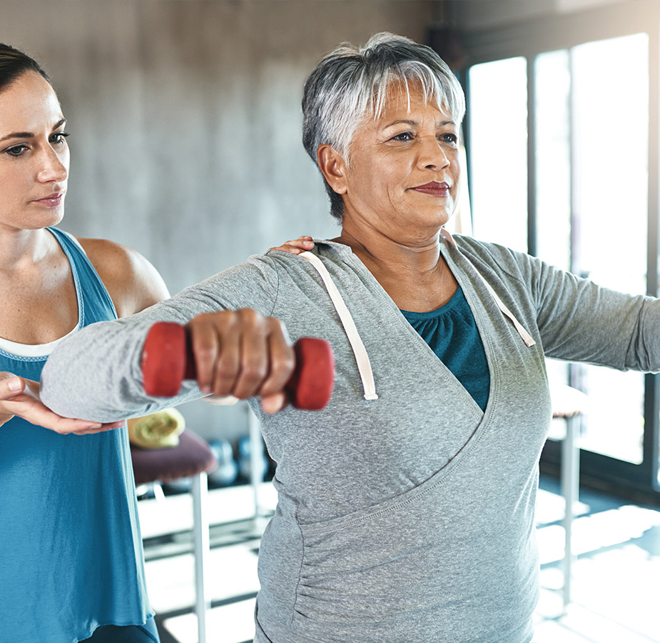 Resident working out with their trainer.