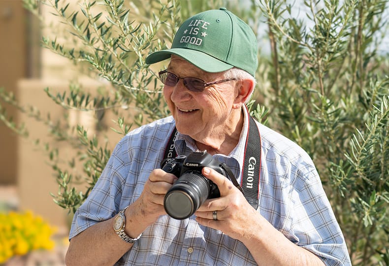 A resident holding their camera.