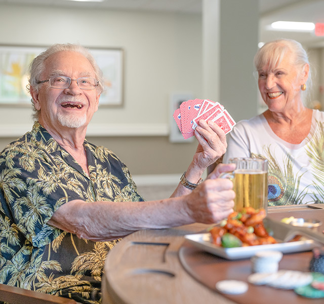 Residents enjoying drinks.
