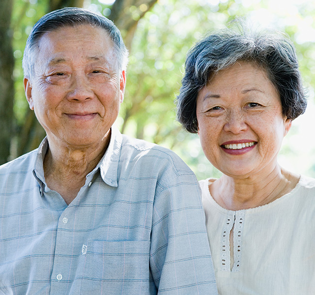 An elderly Chinese couple.