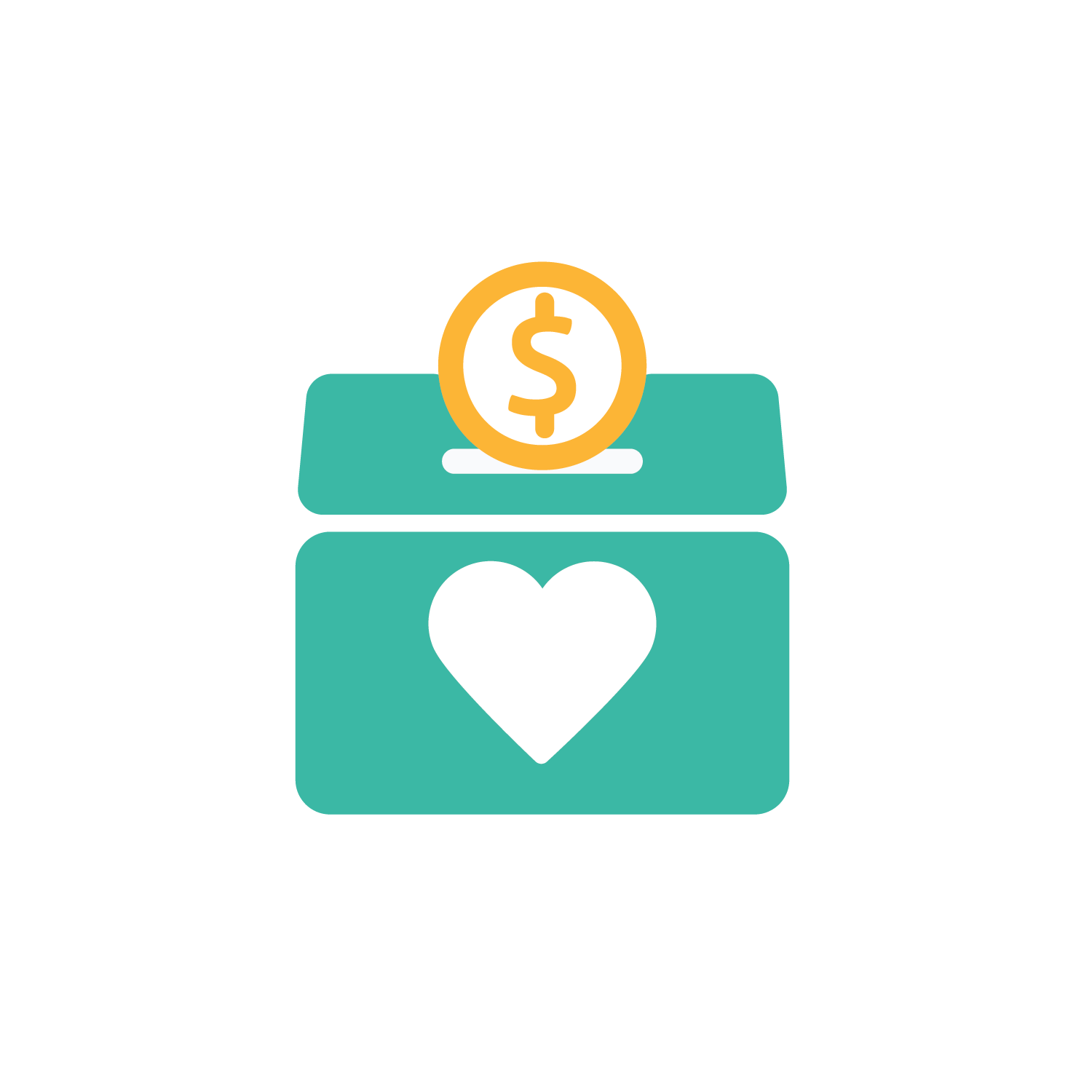 illustration of coin going into bank with heart on it