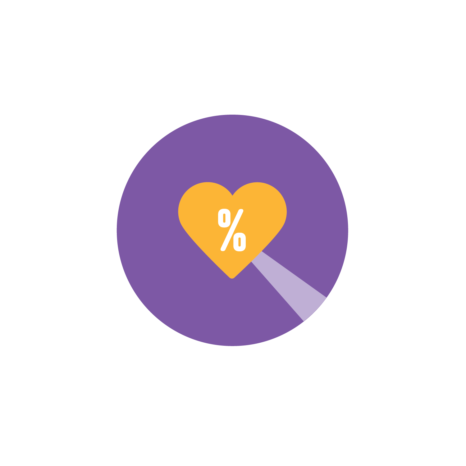 illustration of pie with percentage in a heart