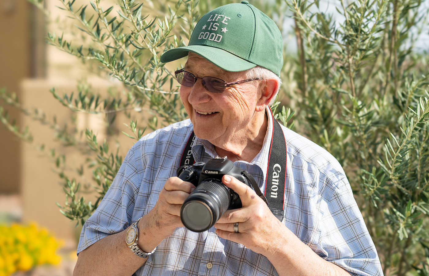 A person holding a camera.