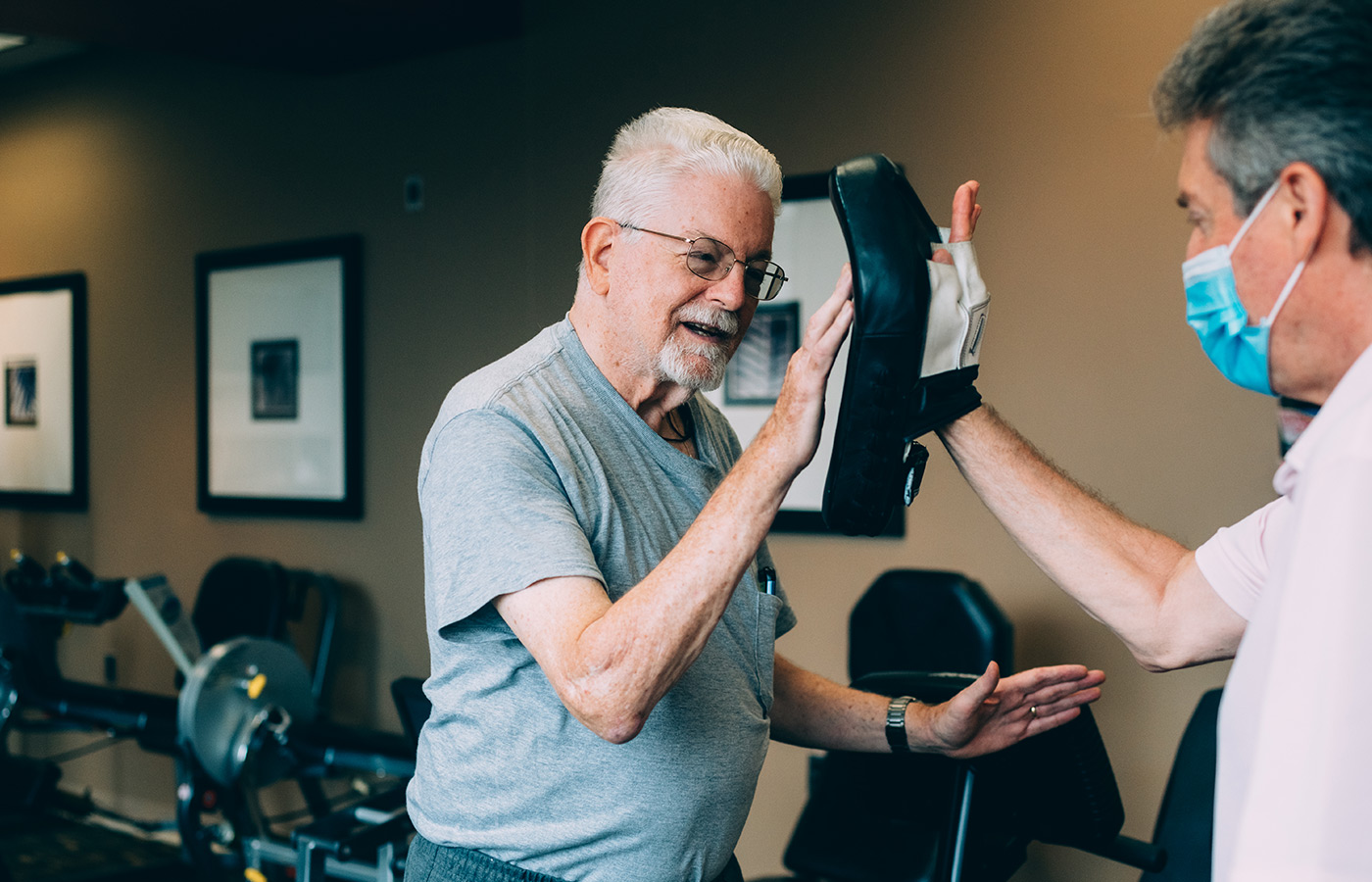 resident in a one on one boxing class